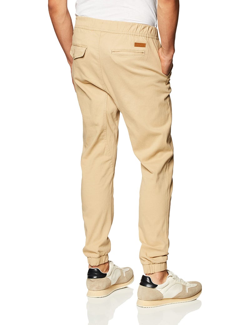 WT02 Men's Twill Jogger Pants, Light Khaki-A, Large - Image 3